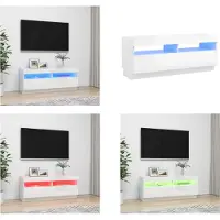 vidaXL Armoire TV avec lampes LED Blanc brillant 100x35x40 cm - Armoire TV - Armoire TV Avec LED - Meuble TV