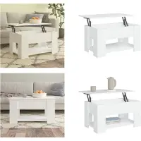 vidaXL Table basse Blanc 79x49x41 cm Bois composite - Table basse - Tables basses - Table basse réglable en hauteur - Table d'appoint