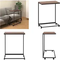 vidaXL Table d'appoint avec roulettes Noir 55x35x70 cm Bois composite - Table d'appoint - Tables d'appoint - Table basse - Table de salon