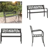 vidaXL Banc de jardin 125 cm acier noir - Banc de jardin - Banc de terrasse - Banc de terrasse