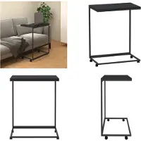 vidaXL Table d'appoint avec roulettes Noir 55x35x70 cm Bois composite - Table d'appoint - Tables d'appoint - Table basse - Table de salon