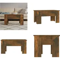 vidaXL Table basse chêne fumé 79x49x41 cm Bois composite - Table basse - Tables basses - Table basse réglable en hauteur - Table d'appoint