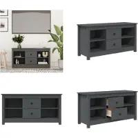 vidaXL Armoire TV Gris 103x36,5x52 cm Pin massif - Armoire TV - Meubles TV - Support TV