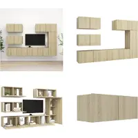 vidaXL 6 pcs. Armoire TV Sonoma chêne bois composite - Ensemble d'armoires TV - Ensembles d'armoires TV - Ensembles d'armoires TV suspendues