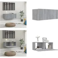 vidaXL Armoire TV Gris Sonoma 80x30x30 cm Bois composite - Armoire TV - Meubles TV - Support TV