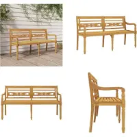 vidaXL Banc Batavia 150 cm en teck massif - Banc Batavia - Bancs Batavia - Bancs de jardin - Bancs