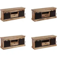 vidaXL Armoire TV avec 2 portes coulissantes Mangoholz Massiv 110x30x45 cm - Armoire TV - Meubles TV - Armoire TV