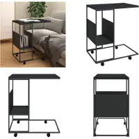 vidaXL Table d'appoint avec roulettes Noir 55x36x63,5 cm Bois composite - Table d'appoint - Tables d'appoint - Table basse - Table de salon