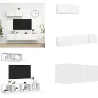vidaXL Armoires TV 3 pcs. Blanc Bois composite - Armoire TV - Armoires TV - Armoire TV suspendue - Armoires TV suspendues