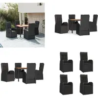 vidaXL 5 pcs. Salon de jardin avec coussins noir Poly rotin - Salon de jardin - Salon de jardin - Salon Terrasse