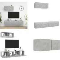 vidaXL Armoires TV 3 pcs. Béton gris Matériau dérivé du bois - Armoire TV - Armoire TV suspendue - Armoires TV suspendues