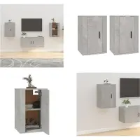 vidaXL Armoires murales TV 2 pcs. Betongrau 40x34,5x60 cm - Meuble TV mural - Meubles TV muraux - Meuble TV - Console TV