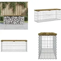 vidaXL Banc de jardin en gabions 103x31,5x42 cm Bois de pin imprégné - Banc de jardin - Bancs de jardin - Banc d'extérieur
