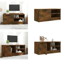 vidaXL Armoire TV chêne fumé 80x35x36,5 cm Bois composite - Armoire TV - Meubles TV - Supports TV