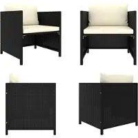 vidaXL Canapé de jardin avec coussins noir poly rotin - Canapé de jardin - Chaise de jardin - Chaises de jardin