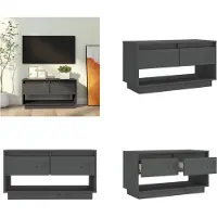 vidaXL Armoire TV Gris 74x34x40 cm Pin massif - Armoire TV - Meubles TV - Support TV
