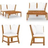 vidaXL 3 pcs. Garden Lounge Set with Creme Coussin Acacia Massiv Wood - Garden Lounge Set - Garden Lounge Set - Garden Furniture Set