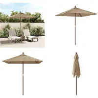 vidaXL Parasol avec mât en bois 198x198x231 cm taupe