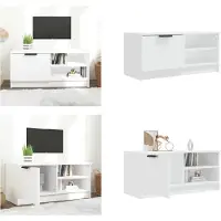 vidaXL Armoire TV Blanc 80x35x36,5 cm Bois composite - Meuble TV - Armoires TV - Supports TV - Meubles TV