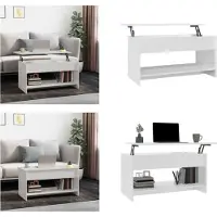 vidaXL Table basse haute brillance blanche, 102x50x52,5 cm, en panneaux de particules - Table basse - Tables basses - Table d'appoint - Table de salon