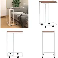 vidaXL Table d'appoint avec roulettes Blanc 40x30x63,5 cm Bois composite - Table d'appoint - Tables d'appoint - Table basse - Table de salon
