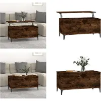 vidaXL Table basse chêne fumé 90x44,5x45 cm Bois composite - Table basse - Tables basses - Table d'appoint - Table de salon