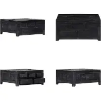 vidaXL Table basse noire 65 x 65 x 30 cm Mangoholz Massiv - Table basse - Tables basses - Tables basses