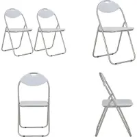 vidaXL Chaise de salle à manger pliante 2 pcs. Blanc Similicuir - Chaise - Chaises - Chaise pliante