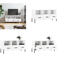 vidaXL Armoire TV Blanc 102x36x50 cm Bois composite - Armoire TV - Meubles TV - Support TV