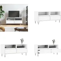 vidaXL Armoire TV Blanc 100x34,5x44,5 cm Bois composite - Armoire TV - Panneaux TV - Tableau TV