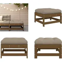 vidaXL Tabouret de jardin avec coussin Pin massif brun miel - Tabouret de jardin - Tabouret de terrasse - Tabouret d'extérieur - Tabouret de pied de jardin