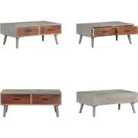 vidaXL Table basse Gris 100x60x40 cm Mango massif rugueux - Table basse - Tables basses - Tables basses en bois