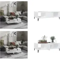 vidaXL Table basse blanc brillant 103,5x60x35 cm Bois composite - Table basse - Tables basses - Tables basses