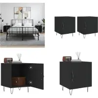 vidaXL Tables de chevet 2 pcs noir 40x40x50 cm bois d’ingénierie