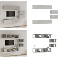 vidaXL 6 pcs. Set d'armoire TV gris béton bois composite - Ensemble d'armoires TV - Ensembles d'armoires TV - Meuble-paroi