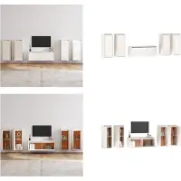 vidaXL Armoires TV 5 pcs. Blanc Pin massif - Armoire TV - Armoires TV - Armoire TV en bois - Meuble TV