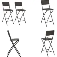 vidaXL Chaises de bar pliantes 2 pièces HDPE et acier aspect rotin brun - Chaise de bar - Chaises de bar - Chaise pliante - Chaises pliantes