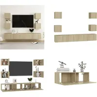 vidaXL 6 pcs. Armoire TV Sonoma chêne bois composite - Armoire TV - Armoire HiFi - Armoires HiFi
