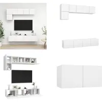 vidaXL 5 pcs. Set d'armoires TV Blanc Bois composite - Set d'armoires TV - Set d'armoires TV suspendues - Set d'armoires TV suspendues