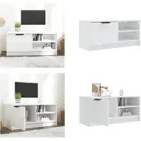 vidaXL Armoire TV Blanc brillant 80x35x36,5 cm Bois composite - Armoire TV - Meubles TV - Meubles TV