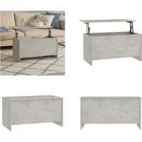 vidaXL Table basse gris béton 102x55,5x52,5 cm Bois composite - Table basse - Tables basses - Table basse réglable en hauteur - Table d'appoint