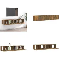 vidaXL 2 pcs. Set d'armoire TV chêne fumé bois composite - Set d'armoire TV - Ensemble d'armoires TV - Armoire TV - Armoire murale TV