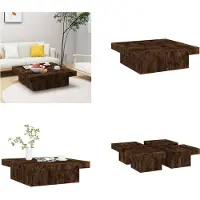 vidaXL Table basse chêne fumé 90x90x28 cm Bois composite - Table basse - Tables basses - Table d'appoint - Table de salon