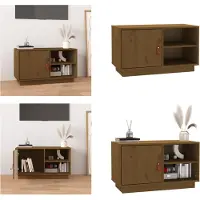 vidaXL Armoire TV Marron Miel 70x34x40 cm Pin massif - Armoire TV - Meubles TV - Supports TV