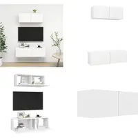 vidaXL 2 pcs. Set d'armoire TV Blanc Bois composite - Set d'armoire TV - Set d'armoire TV - Set d'armoire TV suspendue