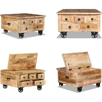 vidaXL Table basse en bois de manguier rugueux 70x70x40 cm - Table basse - Tables basses - Table basse en bois