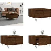 vidaXL Table basse brun aspect chêne 55x55x36,5 cm Bois composite - Table basse - Tables basses - Table d'appoint - Table de salon