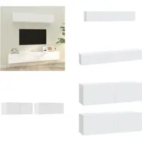 vidaXL 4 pcs. Ensemble d'armoires de télévision blanc en bois composite - Ensemble d'armoires de télévision - Ensembles d'armoires de télévision - Meuble-paroi