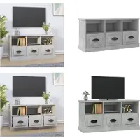 vidaXL Armoire TV gris béton 100x35x50 cm Bois composite - Armoire TV - Meubles TV - Supports TV