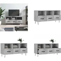 vidaXL Armoire TV gris béton 102x36x50 cm Bois composite - Armoire TV - Meubles TV - Supports TV